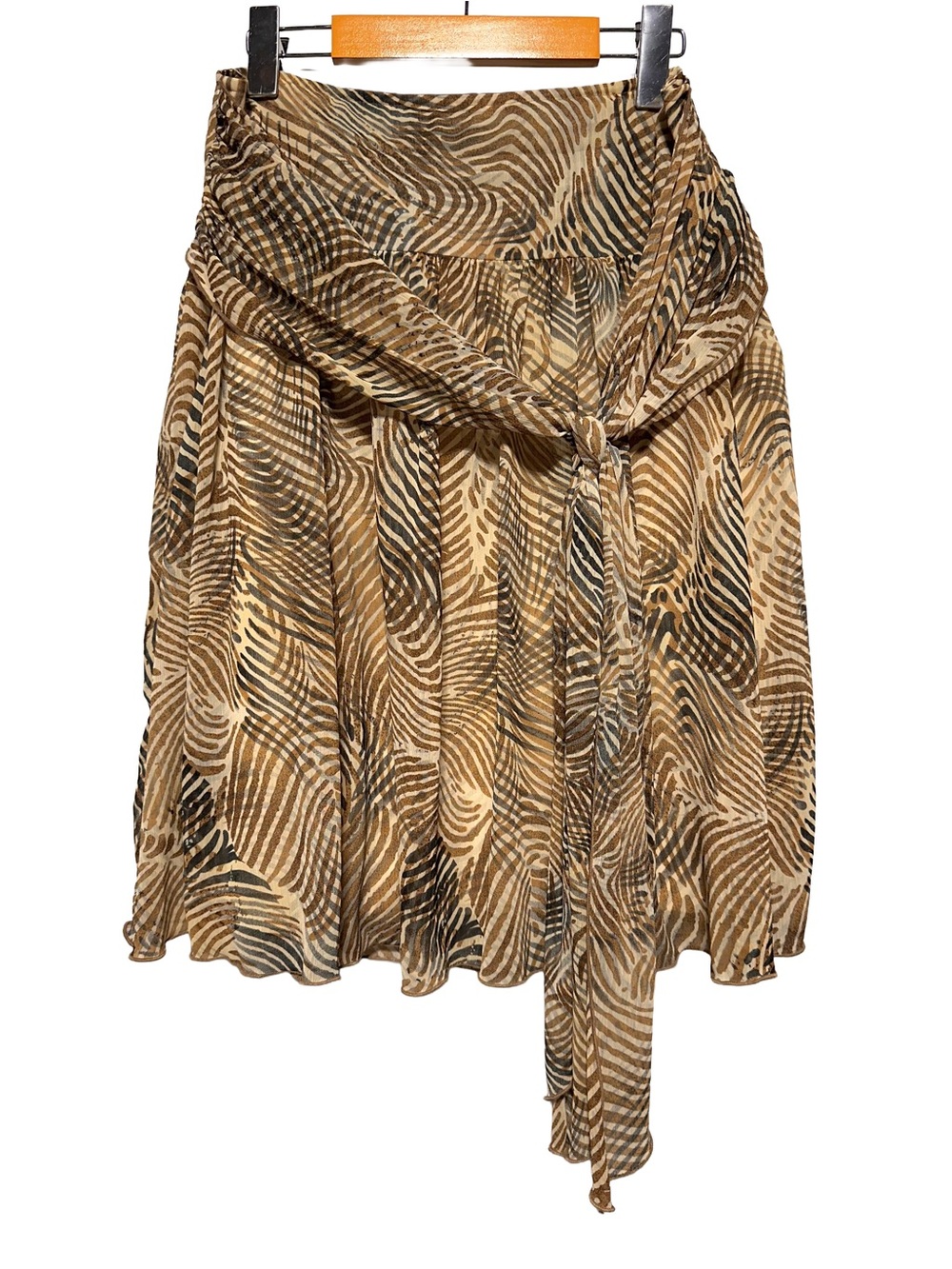 Melanie Lyne Sheer Jungle Leaf Print Tie Waist Lined Skirt Size 10